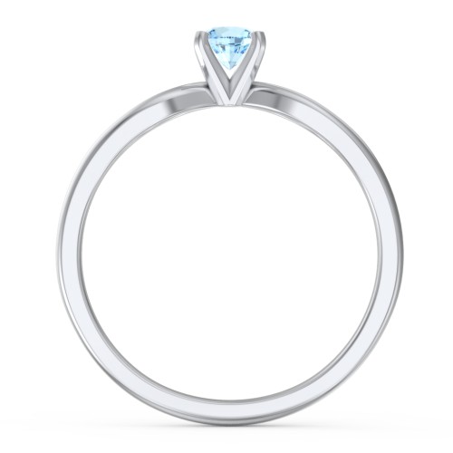 1/4 ct. Round Gemstone Split Engagement Ring – Sterling Silver with Blue Topaz
