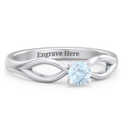 1/4 ct. Round Gemstone Split Engagement Ring in 925 Sterling Silver with Aquamarine
