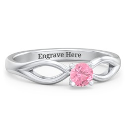 1/4 ct. Round Gemstone Split Engagement Ring in 925 Sterling Silver with Pink Tourmaline