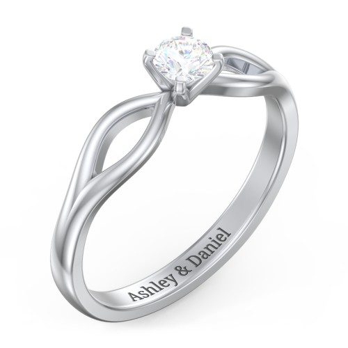 1/4 ct. Round Gemstone Split Engagement Ring – Sterling Silver with Diamond
