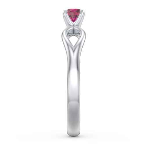 1/4 ct. Round Gemstone Split Engagement Ring – Sterling Silver with Ruby