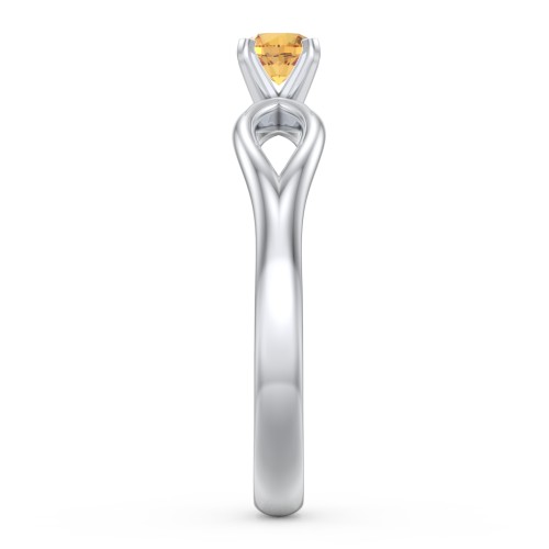 1/4 ct. Round Gemstone Split Engagement Ring – Sterling Silver with Citrine
