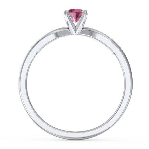 1/4 ct. Round Gemstone Split Engagement Ring – Sterling Silver with Ruby