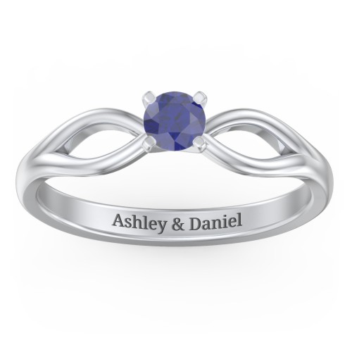 1/4 ct. Round Gemstone Split Engagement Ring – Sterling Silver with Blue Sapphire