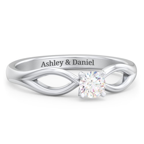 1/4 ct. Round Gemstone Split Engagement Ring – Sterling Silver with Diamond