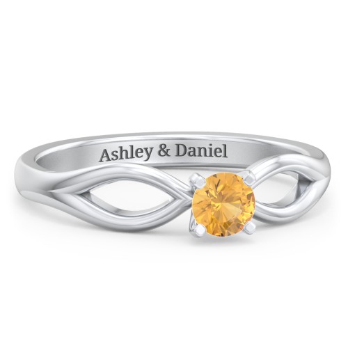 1/4 ct. Round Gemstone Split Engagement Ring – Sterling Silver with Citrine