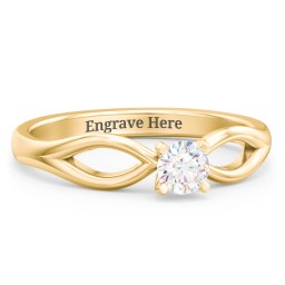 1/4 ct. Round Gemstone Split Engagement Ring in 10K Solid Yellow Gold with White Sapphire