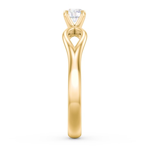 1/4 ct. Round Gemstone Split Engagement Ring – 10K Yellow Gold with White Sapphire