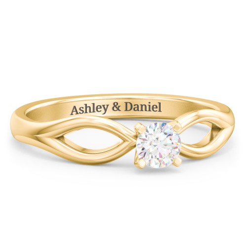 1/4 ct. Round Gemstone Split Engagement Ring – 10K Yellow Gold with White Sapphire