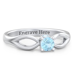 1/4 ct. Round Gemstone Split Peek-A-Boo Engagement Ring in 925 Sterling Silver with Blue Topaz