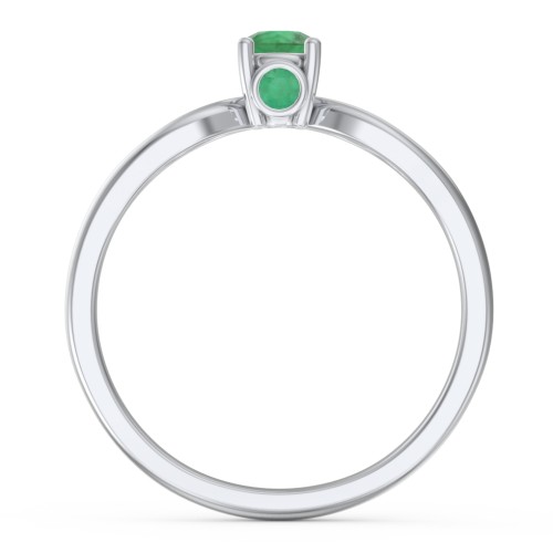 1/4 ct. Round Gemstone Split Peek-A-Boo Engagement Ring – Sterling Silver with Emerald