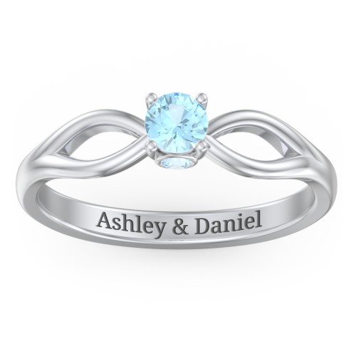 1/4 ct. Round Gemstone Split Peek-A-Boo Engagement Ring – Sterling Silver with Blue Topaz