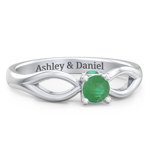 1/4 ct. Round Gemstone Split Peek-A-Boo Engagement Ring – Sterling Silver with Emerald