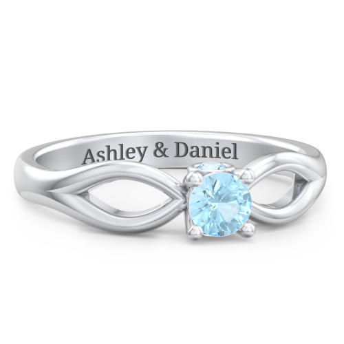 1/4 ct. Round Gemstone Split Peek-A-Boo Engagement Ring – Sterling Silver with Blue Topaz