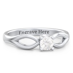 1/4 ct. Round Gemstone Split Peek-A-Boo Engagement Ring in 925 Sterling Silver with Cubic Zirconia