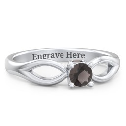 1/4 ct. Round Gemstone Split Peek-A-Boo Engagement Ring in 925 Sterling Silver with Smokey Quartz