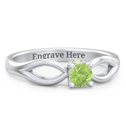 1/4 ct. Round Gemstone Split Peek-A-Boo Engagement Ring in 925 Sterling Silver with Peridot