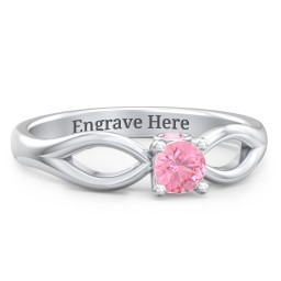 1/4 ct. Round Gemstone Split Peek-A-Boo Engagement Ring in 925 Sterling Silver with Pink Tourmaline