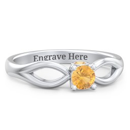 1/4 ct. Round Gemstone Split Peek-A-Boo Engagement Ring in 925 Sterling Silver with Citrine