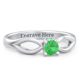 1/4 ct. Round Gemstone Split Peek-A-Boo Engagement Ring in 925 Sterling Silver with Emerald