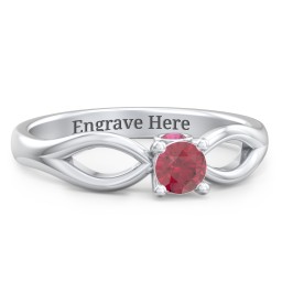 1/4 ct. Round Gemstone Split Peek-A-Boo Engagement Ring in 925 Sterling Silver with Ruby