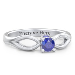 1/4 ct. Round Gemstone Split Peek-A-Boo Engagement Ring in 925 Sterling Silver with Blue Sapphire