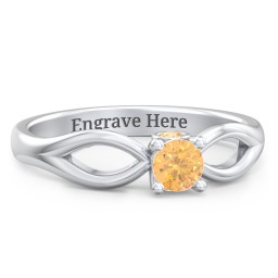 1/4 ct. Round Gemstone Split Peek-A-Boo Engagement Ring in 925 Sterling Silver with Citrine