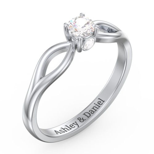 1/4 ct. Round Gemstone Split Peek-A-Boo Engagement Ring – Sterling Silver with Cubic Zirconia
