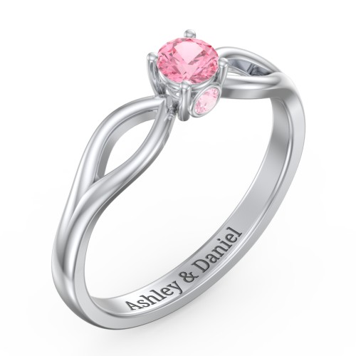 1/4 ct. Round Gemstone Split Peek-A-Boo Engagement Ring – Sterling Silver with Pink Tourmaline
