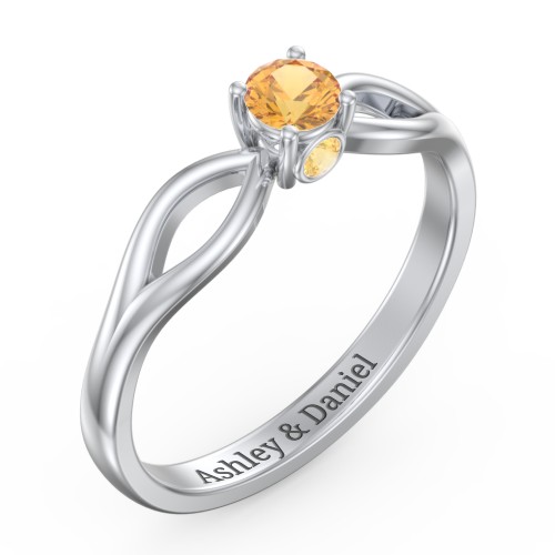 1/4 ct. Round Gemstone Split Peek-A-Boo Engagement Ring – Sterling Silver with Citrine