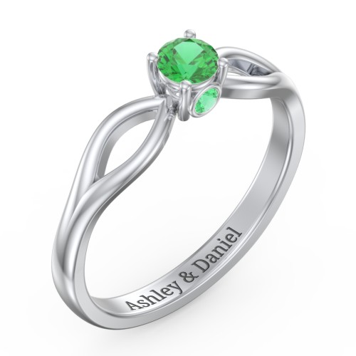 1/4 ct. Round Gemstone Split Peek-A-Boo Engagement Ring – Sterling Silver with Emerald
