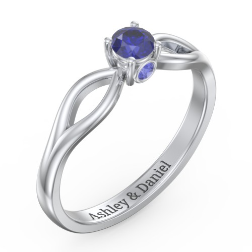 1/4 ct. Round Gemstone Split Peek-A-Boo Engagement Ring – Sterling Silver with Blue Sapphire