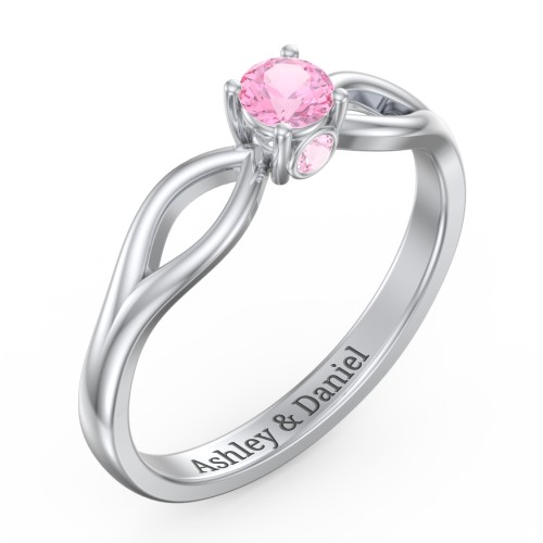 1/4 ct. Round Gemstone Split Peek-A-Boo Engagement Ring – Sterling Silver with Pink Tourmaline