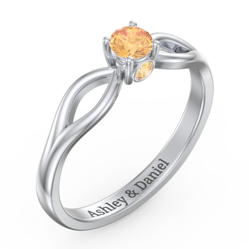 1/4 ct. Round Gemstone Split Peek-A-Boo Engagement Ring – Sterling Silver with Citrine