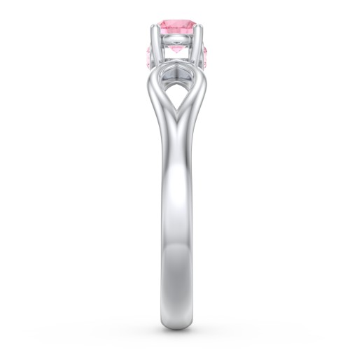 1/4 ct. Round Gemstone Split Peek-A-Boo Engagement Ring – Sterling Silver with Pink Tourmaline