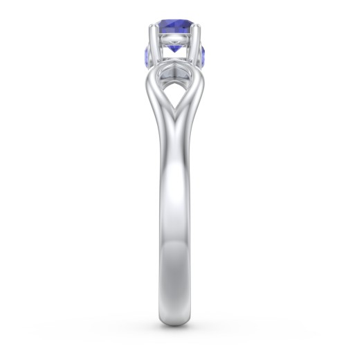 1/4 ct. Round Gemstone Split Peek-A-Boo Engagement Ring – Sterling Silver with Blue Sapphire