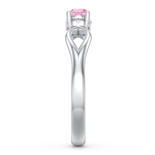 1/4 ct. Round Gemstone Split Peek-A-Boo Engagement Ring – Sterling Silver with Pink Tourmaline