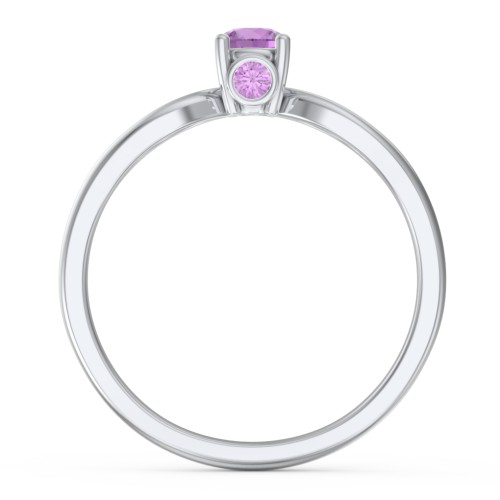 1/4 ct. Round Gemstone Split Peek-A-Boo Engagement Ring – Sterling Silver with Amethyst