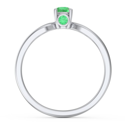 1/4 ct. Round Gemstone Split Peek-A-Boo Engagement Ring – Sterling Silver with Emerald