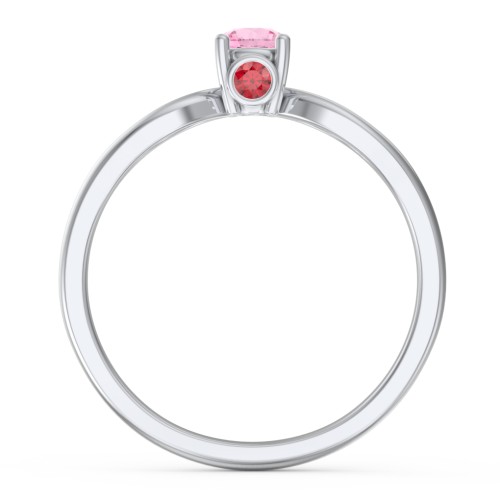 1/4 ct. Round Gemstone Split Peek-A-Boo Engagement Ring – Sterling Silver with Pink Tourmaline and Garnet
