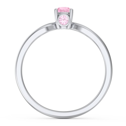 1/4 ct. Round Gemstone Split Peek-A-Boo Engagement Ring – Sterling Silver with Pink Tourmaline