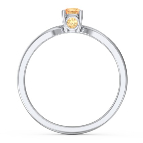 1/4 ct. Round Gemstone Split Peek-A-Boo Engagement Ring – Sterling Silver with Citrine