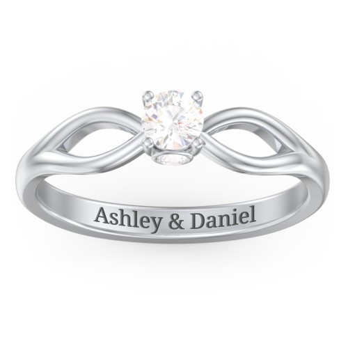 1/4 ct. Round Gemstone Split Peek-A-Boo Engagement Ring – Sterling Silver with Cubic Zirconia