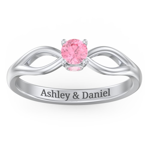 1/4 ct. Round Gemstone Split Peek-A-Boo Engagement Ring – Sterling Silver with Pink Tourmaline