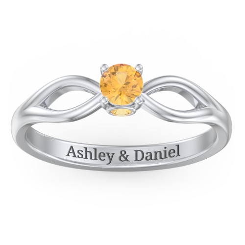 1/4 ct. Round Gemstone Split Peek-A-Boo Engagement Ring – Sterling Silver with Citrine