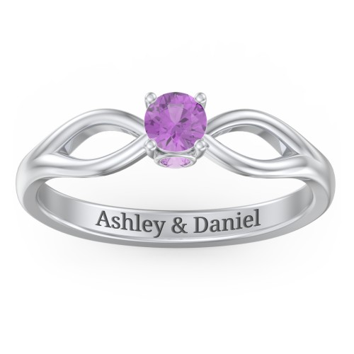 1/4 ct. Round Gemstone Split Peek-A-Boo Engagement Ring – Sterling Silver with Amethyst
