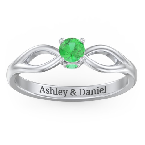 1/4 ct. Round Gemstone Split Peek-A-Boo Engagement Ring – Sterling Silver with Emerald