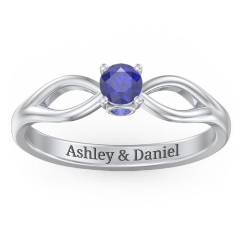 1/4 ct. Round Gemstone Split Peek-A-Boo Engagement Ring – Sterling Silver with Blue Sapphire