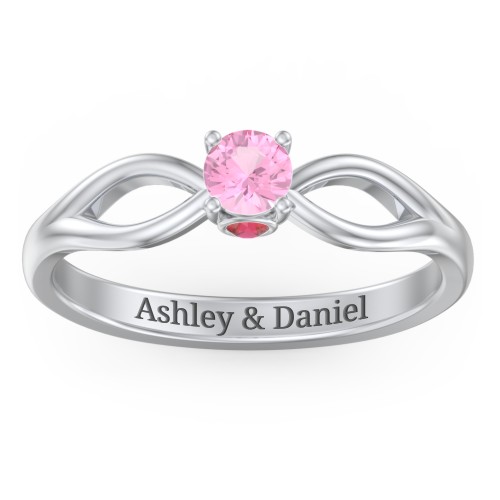 1/4 ct. Round Gemstone Split Peek-A-Boo Engagement Ring – Sterling Silver with Pink Tourmaline and Garnet