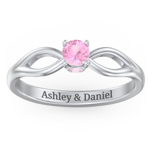 1/4 ct. Round Gemstone Split Peek-A-Boo Engagement Ring – Sterling Silver with Pink Tourmaline